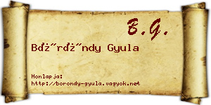 Böröndy Gyula névjegykártya
